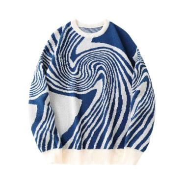 Imagem de Suéter Masculino De Inverno Com Jacquard Labirinto, Gola Redonda, Core