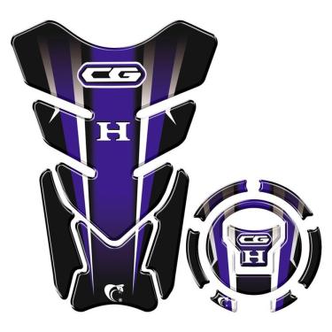 Imagem de Adesivo Protetor Tanque E Bocal Honda Cg + 2018 Preto E Azul