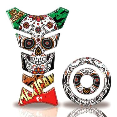 Imagem de Adesivo Protetor Tanque E Boca Moto Yamaha Caveira Mexicana Vermelho