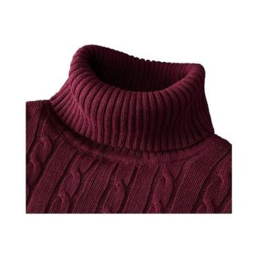 Imagem de Suéter Masculino De Gola Alta Tricotado Quente Casual De Lã Pulôver De