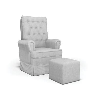 Imagem de Poltrona De Amamentação Com Balanço E Puff Laura Linho Base De Madeira - D'rossi Cor Cinza