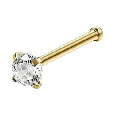 Imagem de Piercing De Nariz Feminino Em Aço Cirúrgico Com Cristal CZ Em Formato 