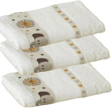 Imagem de Kit ( 3 ) Toalha de Banho KazzaVip Infantil 100% Algodão Jacquard Barr