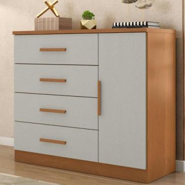 Imagem de Cômoda 4 Gavetas 1 Porta Gênova Plus Zanzini, Cinamomo/Areia