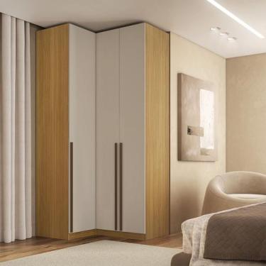 Imagem de Guarda Roupa de Canto Reto 3 Portas MDF Altezza Trend Belmax, Freijó/O