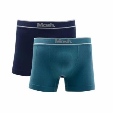 Imagem de Kit 2 Cuecas Boxer Mash Microfibra Sem Costura Adulto 711.17, Azul mar