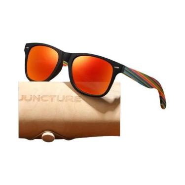 Imagem de Óculos De Sol Quadrados Vintage Unissex Em Madeira De Bambu, Marca De 