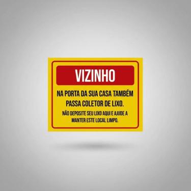 Imagem de Placa Acm Vizinho Porta Casa Coletor Lixo 18X23