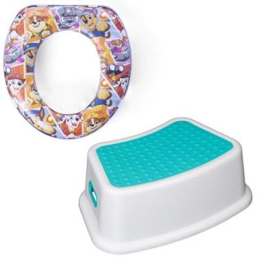 Imagem de Kit Completo Desfralde Redutor Azul Assento Vaso Sanitário e Degrau Ba