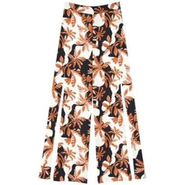 Imagem de Calça Pantalona Estampada Com Fendas E Cintura Alta-Feminino
