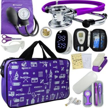 Imagem de Kit Enfermagem Premium Basico - Love Saude, ROXA ESTAMPADA INCOTERM