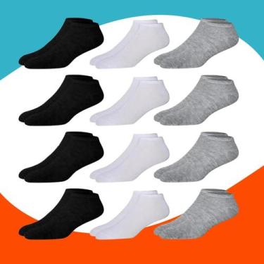 Imagem de Kit Com 12 Meias Cano Medio Meia Masculino e Feminino Para Trabalho, E