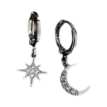 Imagem de Brincos De Argola Assimétricos Em Ouro E Prata 925 Com Zircônia Cúbica