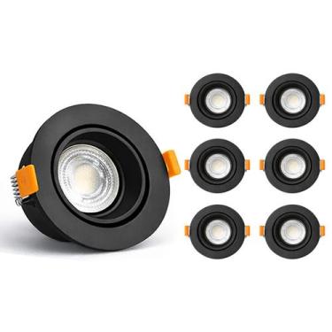 Imagem de 6 Spot Recuado Embutir Luminária + Lâmpada Led Mr16 Dicroica Gu10 Redo