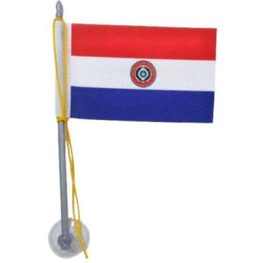 Imagem de Mini Bandeira Paraguai Ventosa Poliéster 5,5Cm X 8,5Cm 15 Cm - Sp Band