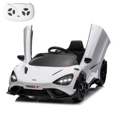 Imagem de Carro Elétrico Infantil McLaren765LT MUKIDY Branco 12V, Controle Remoto, Música, Luzes LED, 3 Velocidades, Cinto Segurança