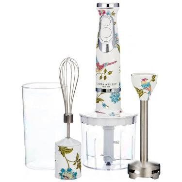 Imagem de Mixer de Imersão 4 em 1 Laura Ashley 150W Branco Elveden, 2 Velocidades, Inox, Batedor, Copo Medidor 300ml, VQ-SBHB219-LAEW-US 110V