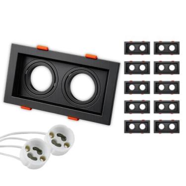 Imagem de 10 Spot Recuado Duplo Embutir Led Mr16 Gu10 Luminária Teto Sala Quarto