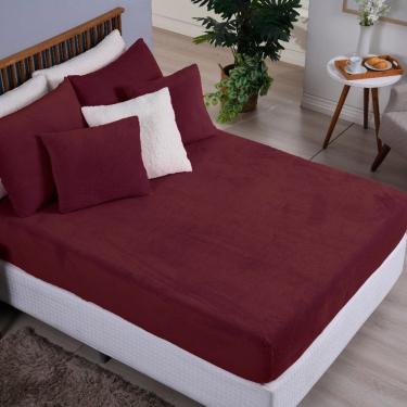 Imagem de Lençol Soft Veneza Casal Queen Com Elástico Avulso 1 Peça Tecido Fleece 100% Poliéster - Vinho