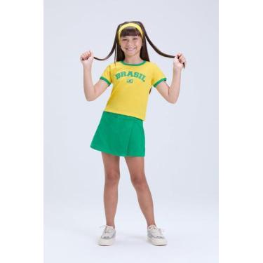 Imagem de Conjunto Infantil Feminino Brasil Copa Verão - Vida Costeira Oficial, 