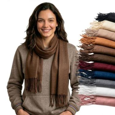 Imagem de Cachecol Feminino Pashmina Xale Tipo Manta Toque Macio Com Franjas 180