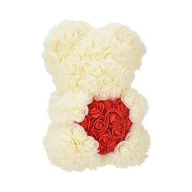 Imagem de Urso De Pelúcia Com Rosa Eterna Artificial De 25m Para Mãe, Presentes 