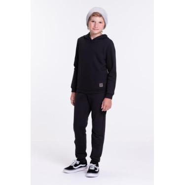 Imagem de Conjunto Moletom Infantil com Capuz Menino Preto - Vida Costeira Ofici