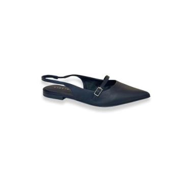 Imagem de Slingback Preto Couro Fivela Ajustável Lia Line, 36