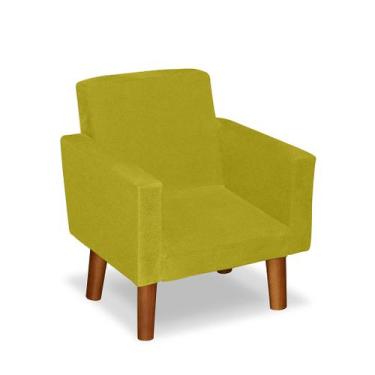 Imagem de Mini Poltrona Cadeira Infantil Nina de Criança Suede Amarelo Pés Palit