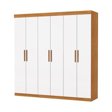 Imagem de Guarda Roupa Casal Recife 6 Portas 2 Gavetas Sem Espelho Carioca Moveis Cinamomo/neve