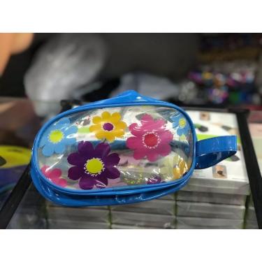 Imagem de Estojo Escolar OEM Azulflorido com Zíper 1 Compartimento em Polipropileno Transparente 23x11x5 cm Azul