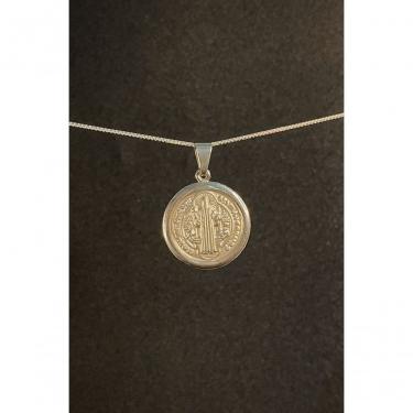 Imagem de Pingente Floratta Joias São Bento [F027] em Aço Inox 2,3CM Prata Hipoalergênico Níquel Free Unissex