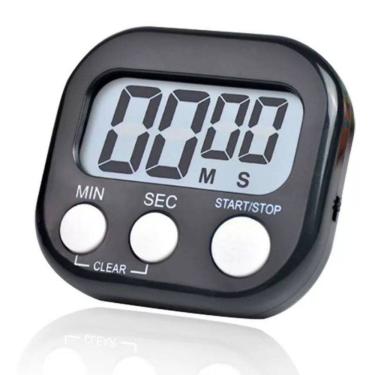 Imagem de Relógio Digital de Cozinha Mini para Controle de Tempo em Plástico e Vidro com Suporte Retrátil