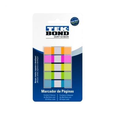 Imagem de Marcador de Página Adesivo Tek Bond Plastic Bag Ideal para Agendas, Cadernos e Livros Kit 100 Unidades Laranja, Rosa