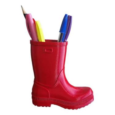 Imagem de Porta Caneta Bota Galocha Trecos Lápis Vermelho 14 Cm - Escritorio Por