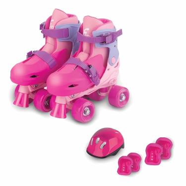 Imagem de Patins Roller Skate Ajustável PK-01R (30-33) para Iniciantes com Capacete e Protetores Cores Sortidas Fenix Brinquedos