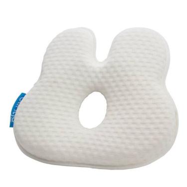 Imagem de Travesseiro Infantil Memory Foam para Bebê Coelho TPC com Protetor de Pescoço em Pelúcia Super Macia Branco