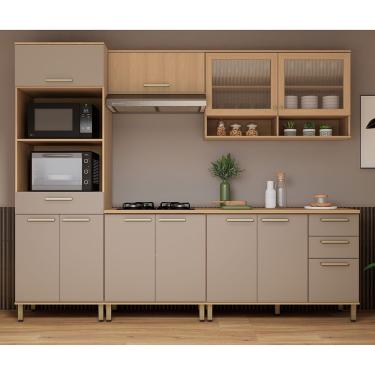 Imagem de Cozinha Compacta 100% Mdf 5 Pçs 270cm Duna Luciane Móveis Freijó-cinammon