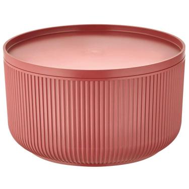 Imagem de Travessa Redonda Velout para Servir Alimentos em Plástico com Tampa de Encaixe Perfeito 1,5L Marrom Dynasty