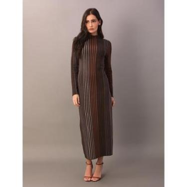 Imagem de Vestido de Tricot Calvin Klein  Canelado Com Filetes c-Feminino