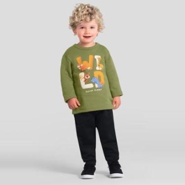 Imagem de Conjunto infantil em moletom peluciado de animais Brandili-Masculino
