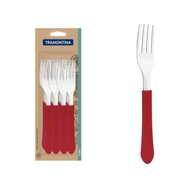 Imagem de Jogo de Garfos de Mesa Tramontina Inox Leme 12 Peças, Vermelho, 12