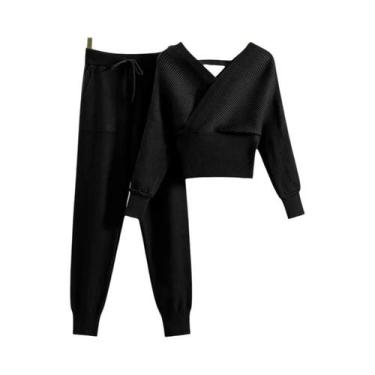 Imagem de Conjunto Feminino Sexy De Top Sem Costas Em Tricô Canelado E Calça Har