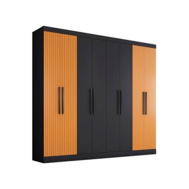 Imagem de Guarda-roupa Casal 8 Portas 4 Gavetas Araplac Porto, Carbono e Freijó