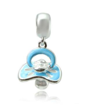 Imagem de Berloque Charms Prata Maciça 925 Chupeta Azul - Lojas La&Ny, Prata, 2