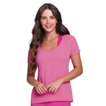 Imagem de Camiseta Feminina Dry Fit com Manguinha e Barra Alongada nas Costas Se