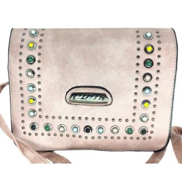 Imagem de Bolsa feminina tiracolo transversal pedras e taxas premium - glamour, 