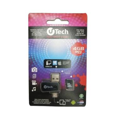 Imagem de Pen Drive USB Micro SD 4G OTG 3 em 1 - Nacional