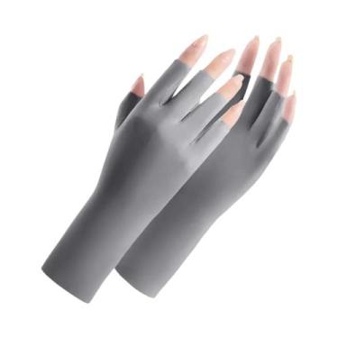 Imagem de Luvas Femininas Multicoloridas Sem Dedos Com Proteção UV Para Verão, L