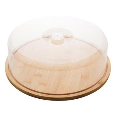 Imagem de Prato Para Bolo De Bambu Com Tampa De Plastico 28cm Lyor